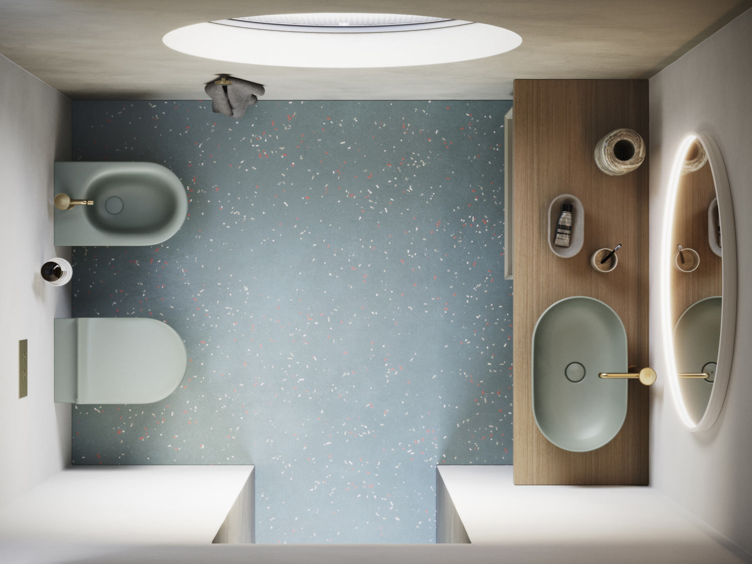 Catalano Sfera Биде подвесное 35x55 см, 1 отв., с переливом, покрытие Cataglaze, цвет: acqua матовый 0518551028