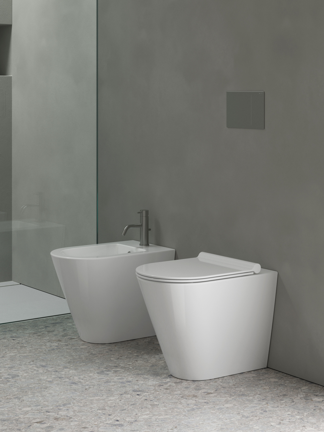 Catalano Zero Биде приставное 35x55 см, 1 отв., с переливом, покр. Cataglaze, цвет: белый глянцевый 0119551001