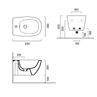 Catalano Alvea Биде подвесное 36x53 см, 1 отв с переливом, покрытие Cataglaze, цвет: белый глянцевый 0618531001