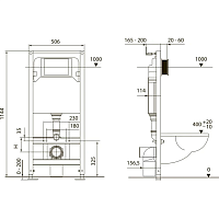 Tece Spring base Инсталляция для унитаза 4 в 1: прямоугольная кнопка, крепление, цвет: хром глянец S401201