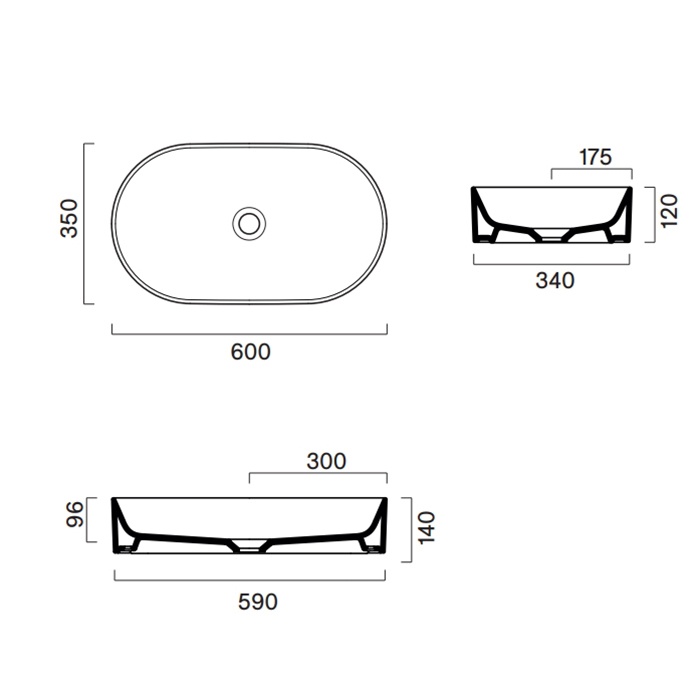 Catalano Zero Раковина чаша 60x35x12h см, без перелива, покрытие Cataglaze, цвет: белый глянцевый 0122600001