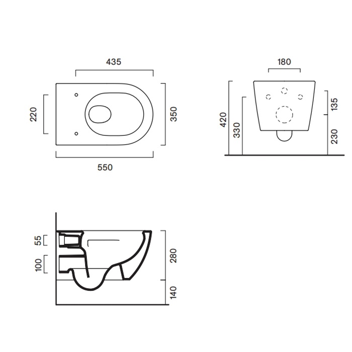 Catalano Sfera Унитаз подвесной безободковый 35x55 см, смыв торнадо, Cataglaze, цвет: белый матовый 0511550021