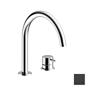 Almar Round Смеситель для раковины на 2 отверстия, без д/к, излив 22,1 см, цвет: polished deep black E214005.DB