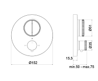 Almar Core Round Термостат для душа, внешняя часть на 2 потребителя, цвет: PVD brushed gun metal E176632.GM