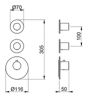 Almar High Flow Round Термостат для душа, внешняя часть на 2 потребителя, цвет: PVD brushed copper E180032.CO
