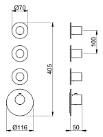Almar High Flow Round Термостат для душа, внешняя часть на 3 потребителя, цвет: PVD brushed copper E180033.CO
