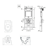 ArtCeram Ten Инсталляция с подвесным унитазом 50x70 см сиденьем и кнопками цвет: glossy white/chrome 700.101.01