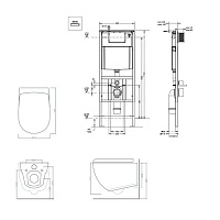 ArtCeram File 2.0 Инсталляция с подвесным унитазом 50x70 см сиденьем, без кнопок, цвет: glossy white 700.101.02