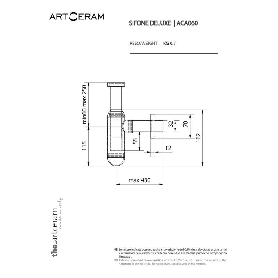 ArtCeram Сифон для раковины латунный, цвет: chrome ACA060 71