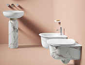 ArtCeram Chic Биде подвесное 38x53 см, 1 отверстие, с переливом, с креплениями, цвет: calacatta gold CHB001 94 00