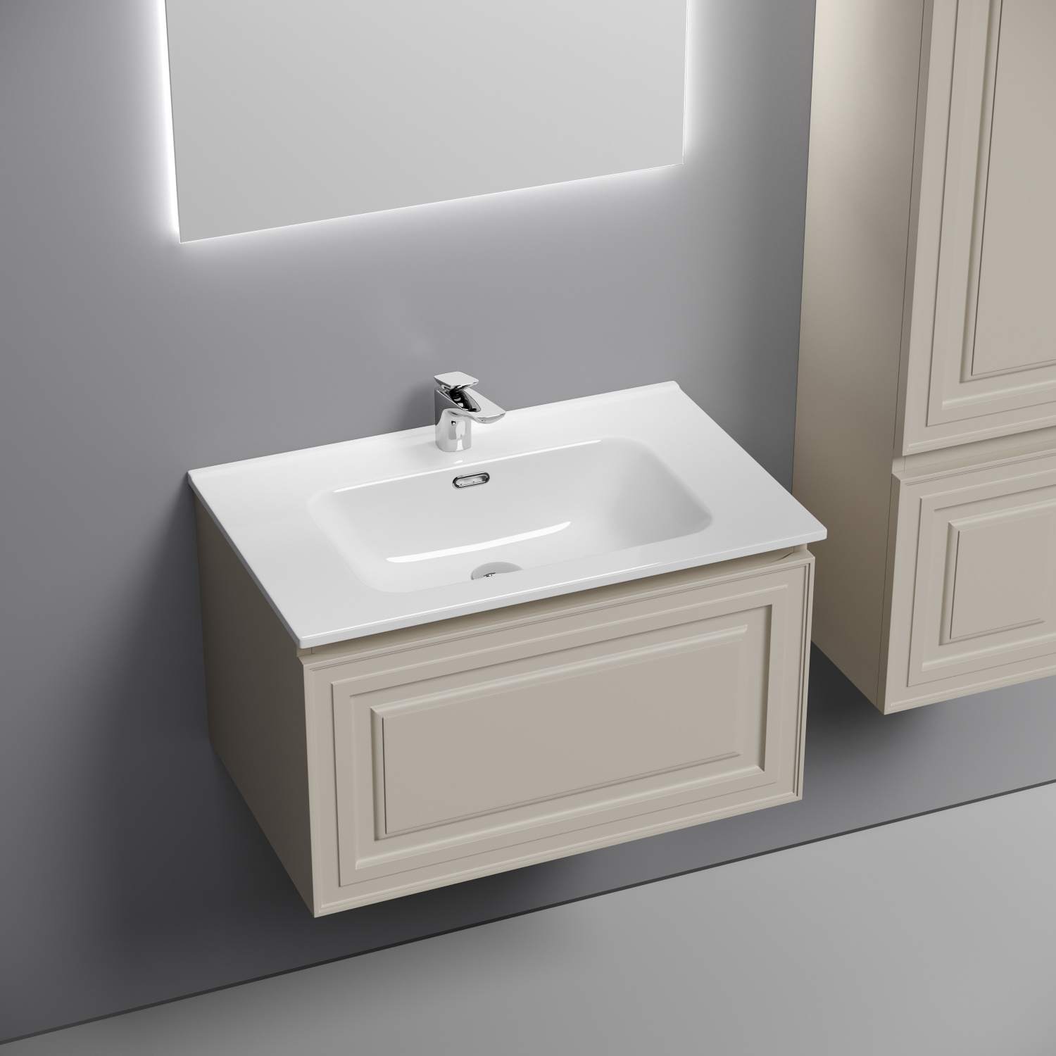 Sancos Very Тумба под раковину, подвесная 69х44,5х40,6h см, один ящик с доводчиком, цвет: beige soft VR70CE