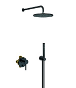 Kludi Bozz Душевой комплект: встраив. смеситель, без излива, верхний и ручной душ, цвет: черный мат. 386303976