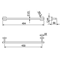 Kludi Vela S Полотенцедержатель 49,4 см, подвесной, цвет: хром 2598005