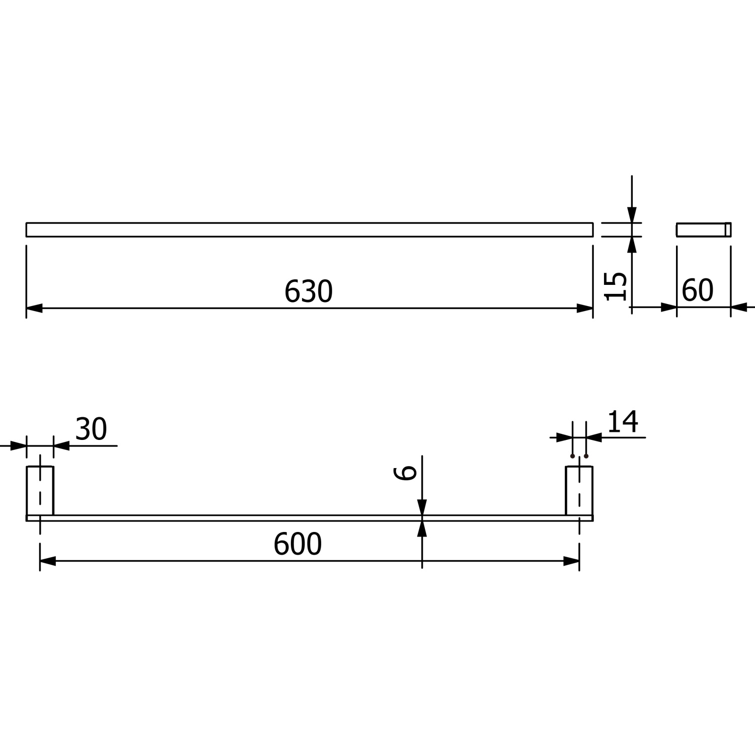Kludi Vela C Полотенцедержатель 63 см, подвесной, цвет: белый матовый 3197953