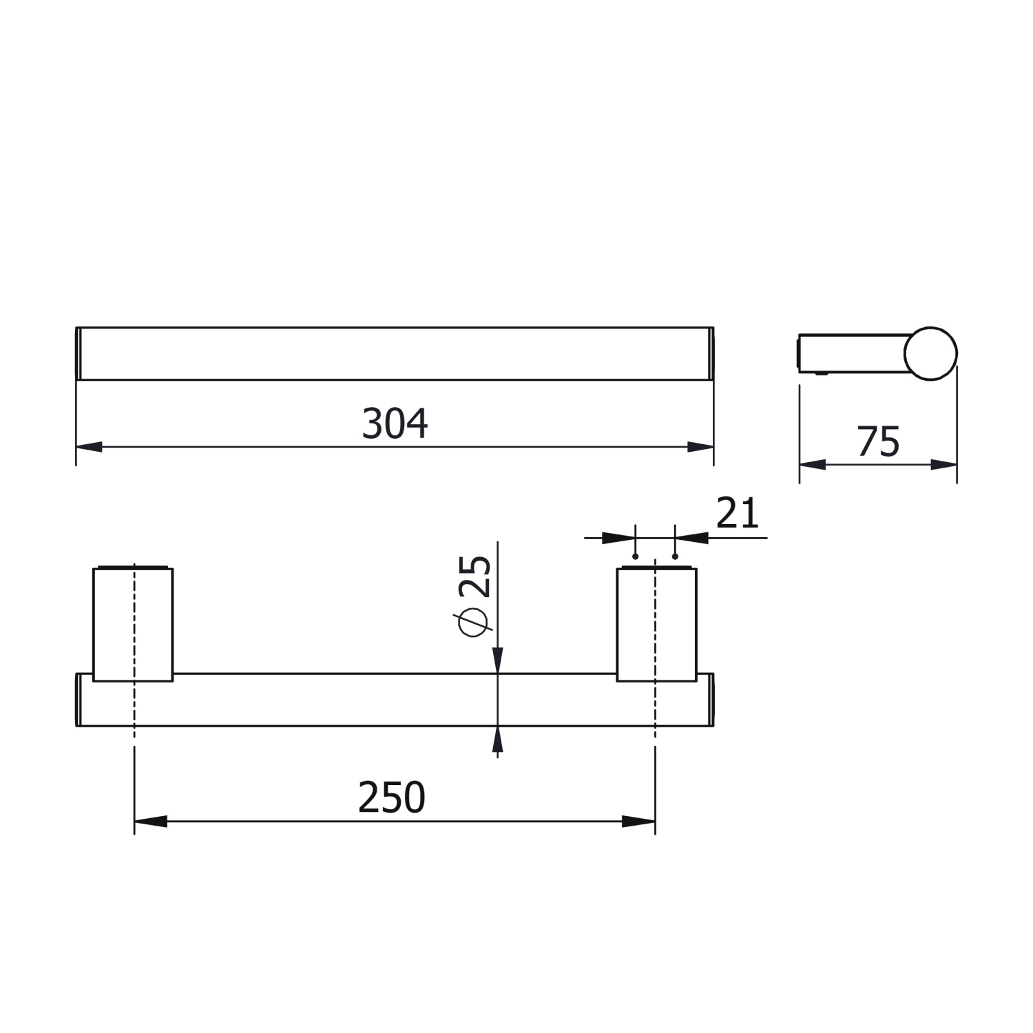Kludi Vela C Поручень для ванны 30,4 см, подвесной, цвет: хром 3198105