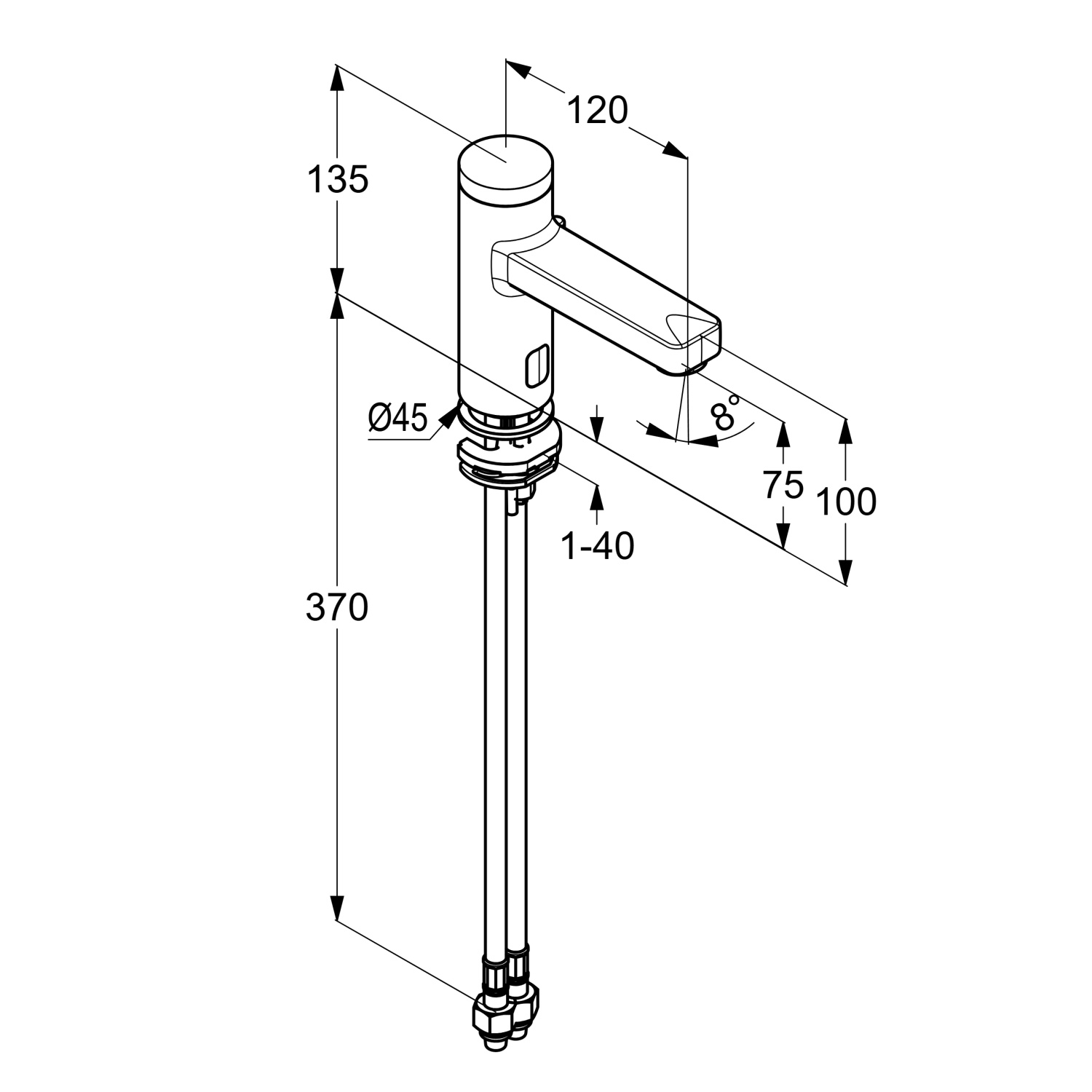 Kludi Zenta SL Смеситель для раковины, сенсор, без д/к, смешиванием, длина излива 12см, цвет: черный 3810039