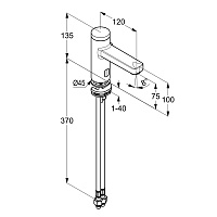 Kludi Zenta SL Смеситель для раковины, сенсор, без д/к, смешиванием, длина излива 12см, цвет: черный 3810039