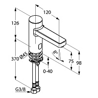 Kludi Zenta SL Электронный смеситель для раковины, сенсор, без д/к, длина излива 12 см, цвет: черный 3820039