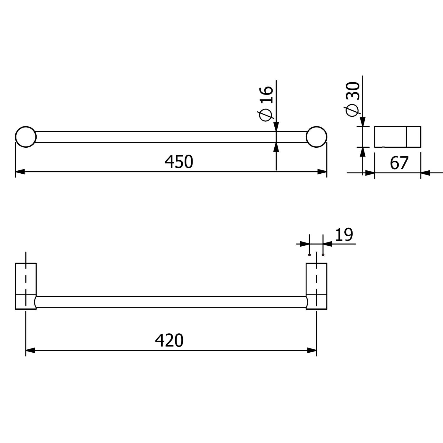 Kludi Vela R Полотенцедержатель 45 см, подвесной, цвет: черный матовый 5898039