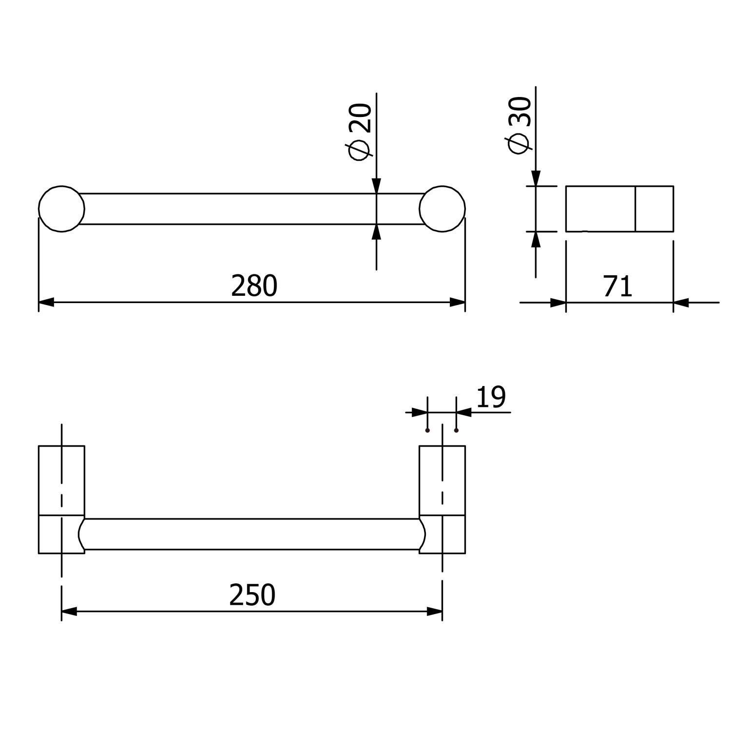 Kludi Vela R Полотенцедержатель 28 см, подвесной, цвет: белый матовый 5898153