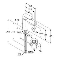Kludi Pure&Style Смеситель для раковины, c д/к, длина излива 12 см, цвет: черный матовый 402933975