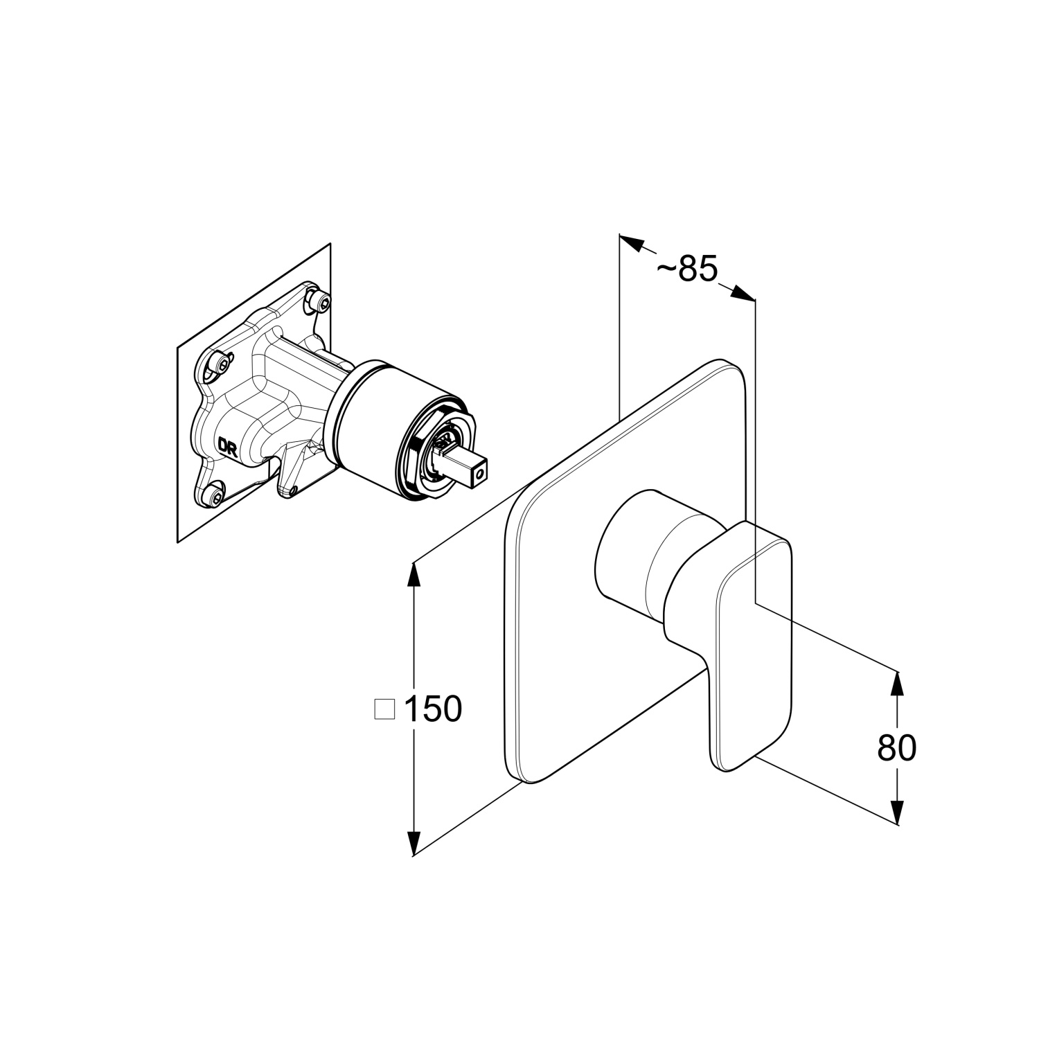 Kludi Renon Смеситель для душа на 1 потребитель, встраиваемый, внешняя часть, цвет: хром 427550575