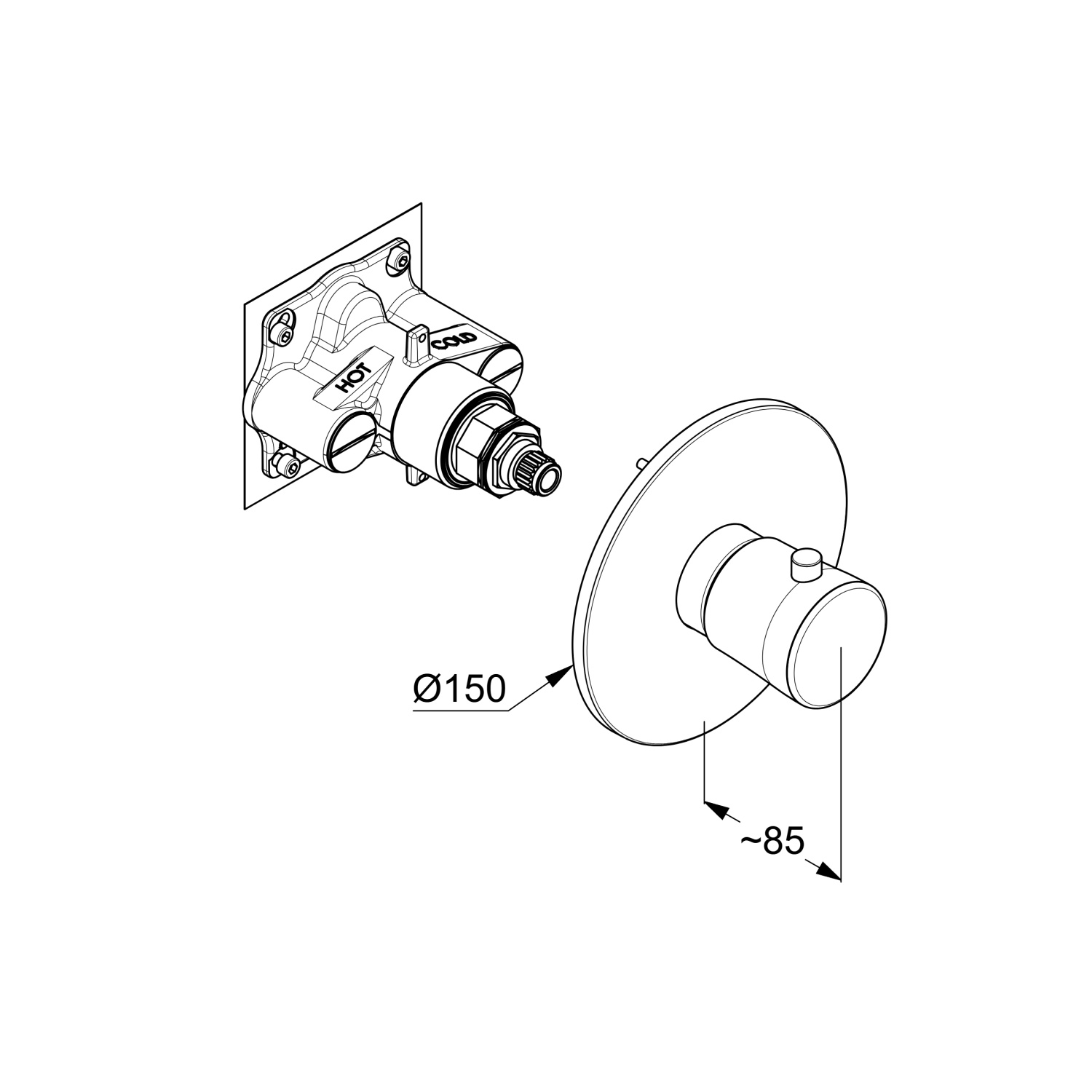Kludi Balance Смеситель для душа термостатический на 1 потреб., встраив., внешняя часть, цвет: хром 527390575