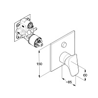 Kludi Ambienta Смеситель для душа на 2 потребителя, встраиваемый, внешняя часть, цвет: хром 537590575