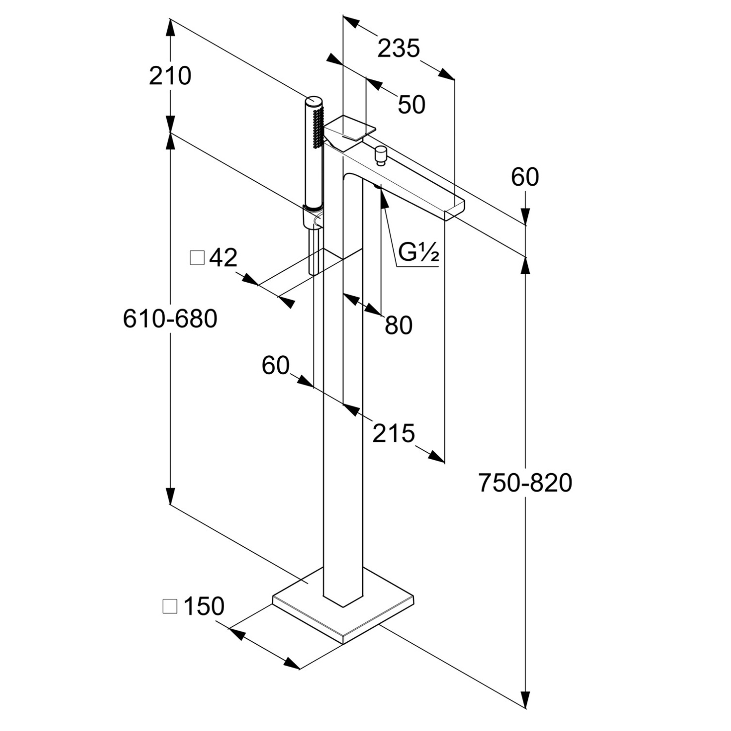 Kludi Decus Смеситель для ванны на 2 потребителя, встраиваемый, внешняя часть, цвет: хром 545900575