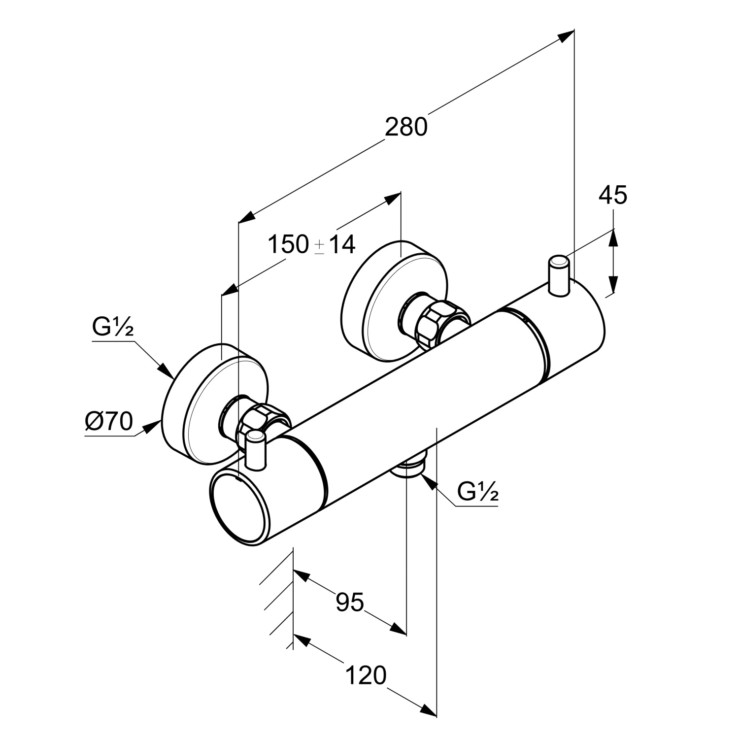 Kludi Bozz Смеситель для душа термостатический, настенный, без излива, цвет: брашированное золото 35203N038