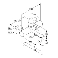 Kludi Bozz Смеситель для ванны и душа настенный, длина излива 17 см, цвет: брашированное золото 38691N076
