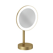 Kludi Vela R Косметическое зеркало настольное, 3х кратное увелич., с подсветкой, цвет: браш. золото 58995N0F