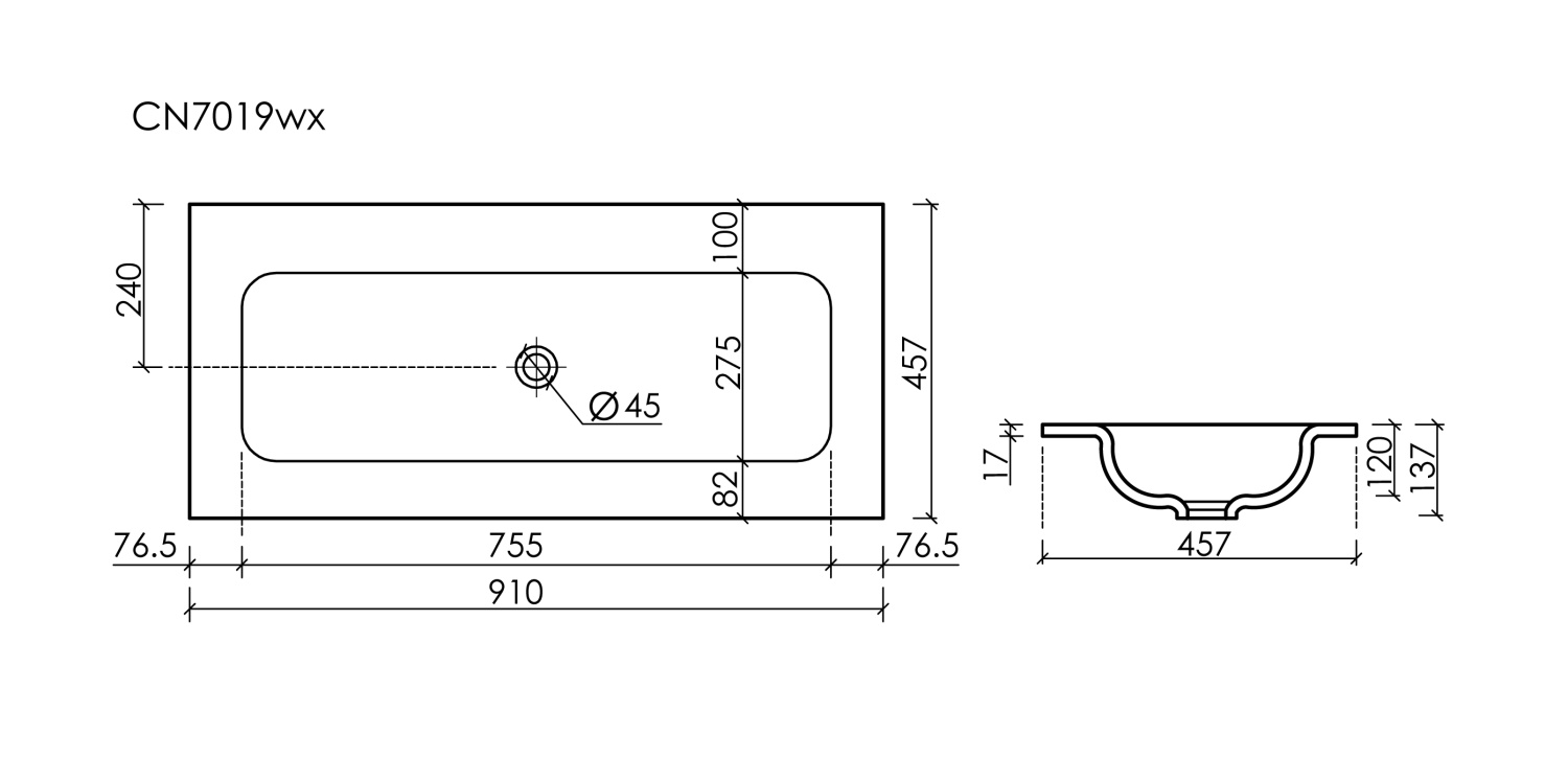 Ceramicanova Grace Раковина накладная 91х45,7 см, без перелива и отверстия, цвет: белый глянцевый CN7019wx