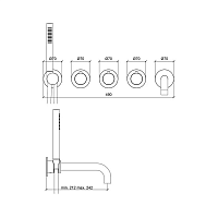 Almar Modular Round Термостат для ванны с изливоми душем, внешняя, цвет: 316 PVD brushed high brass E180136.HB316