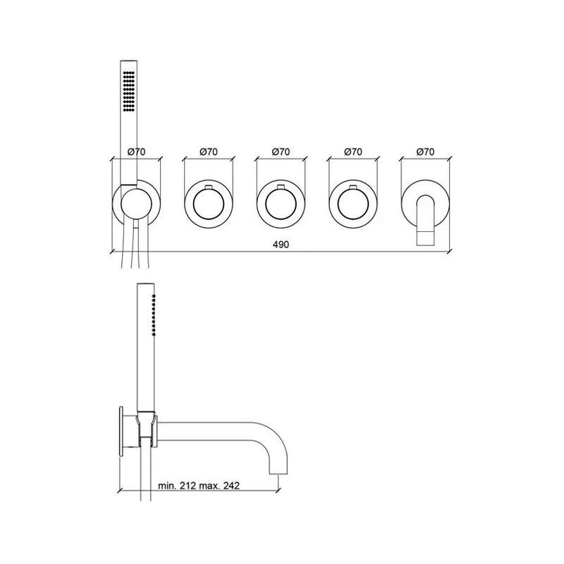 Almar Modular Round Термостат для ванны с изливомидушем, внешняя часть, цвет: nickel brushed E180136.NB