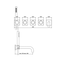 Almar Modular Square Термостат для ванны, излив,душ, внешняя, цвет: 316 brushed stainless steel E180186.316