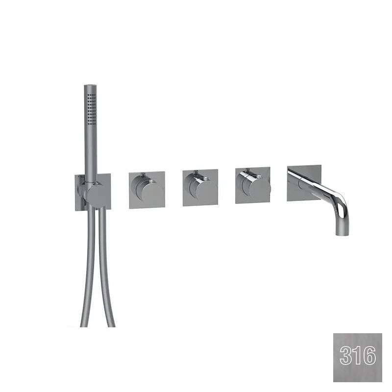 Almar Modular Square Термостат для ванны, излив,душ, внешняя, цвет: 316 brushed stainless steel E180187.316