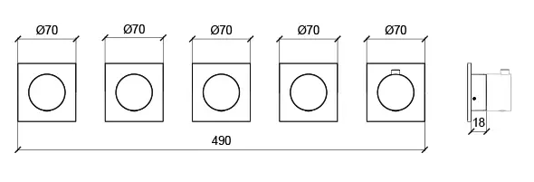 Almar Push Square Термостат для душа, внешняя часть на 4 потребителя, цвет: PVD polished gold E180490.GO
