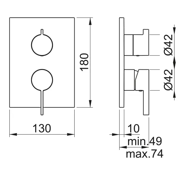 Almar Core Square Смеситель для душа, внешняя часть на 2 потребителя, цвет: PVD polished gold E186572.GO