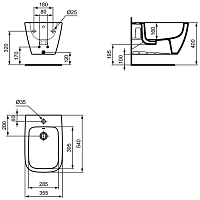 Ideal Standard I.Life B Биде подвесное, 1 отверстие под смеситель, перелив, цвет: euro white T461501