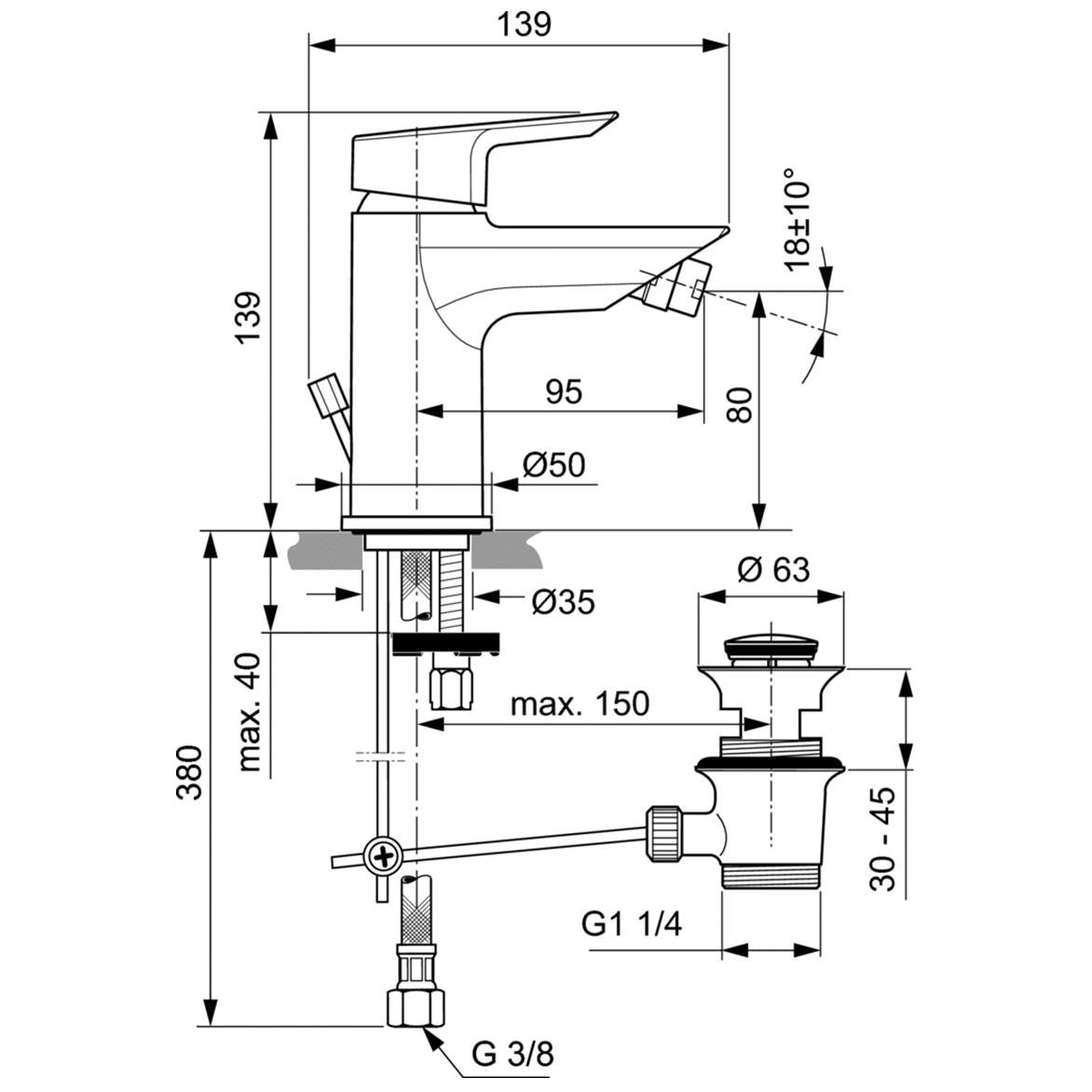 Ideal Standard Tesi Смеситель для биде, цвет: chrome A6579AA