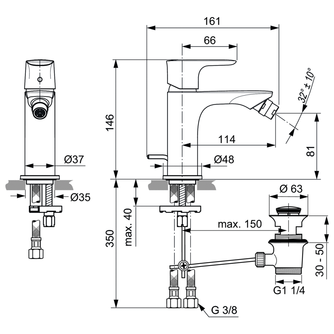 Ideal Standard Connect Air Смеситель для биде, цвет: chrome A7030AA