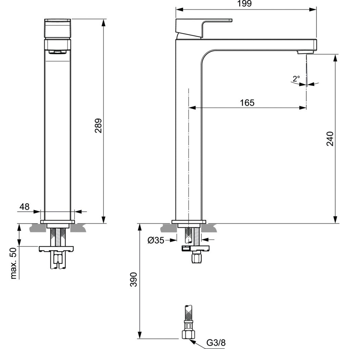 Ideal Standard Edge Смеситель для раковины, без донного клапана, высота излива 24 см, цвет: chrome A7114AA