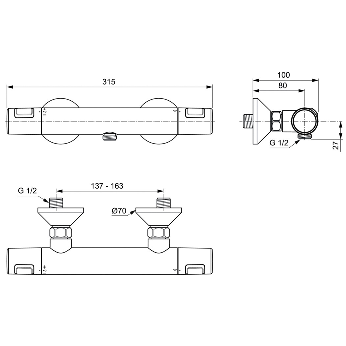Ideal Standard Ceratherm T25 Термостат для душа, цвет: chrome A7201AA