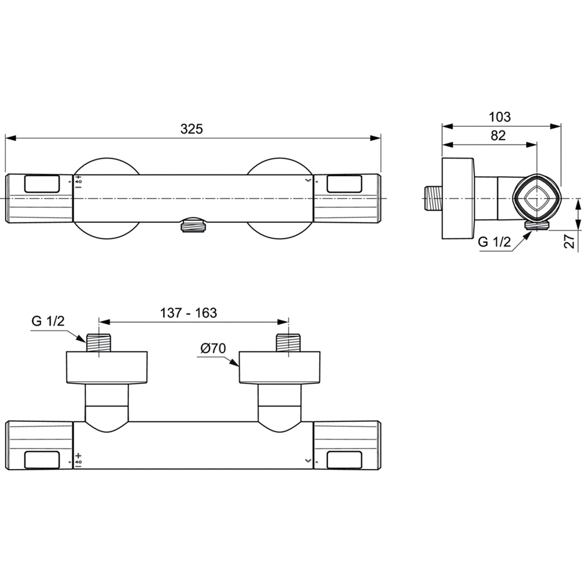 Ideal Standard Ceratherm T100 Термостат для душа, цвет: chrome A7229AA