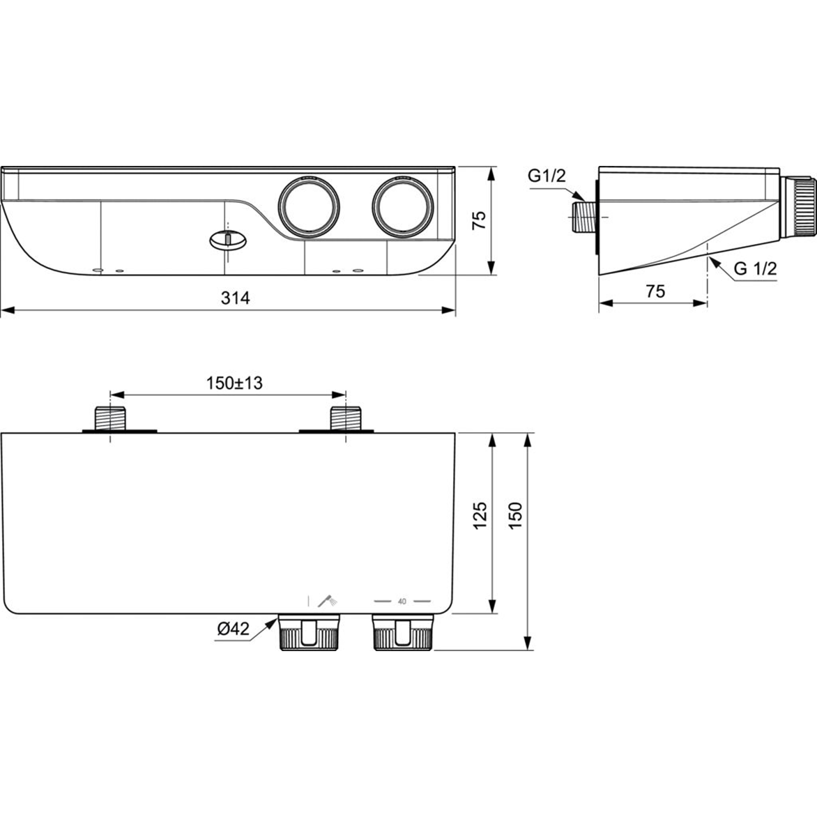 Ideal Standard Ceratherm S200 Термостат для душа, цвет: chrome A7329AA