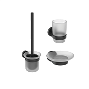 Ideal Standard Iom Комплект: ершик, стакан, мыльница подвесная, матовое стекло, цвет: silk black A9245XG