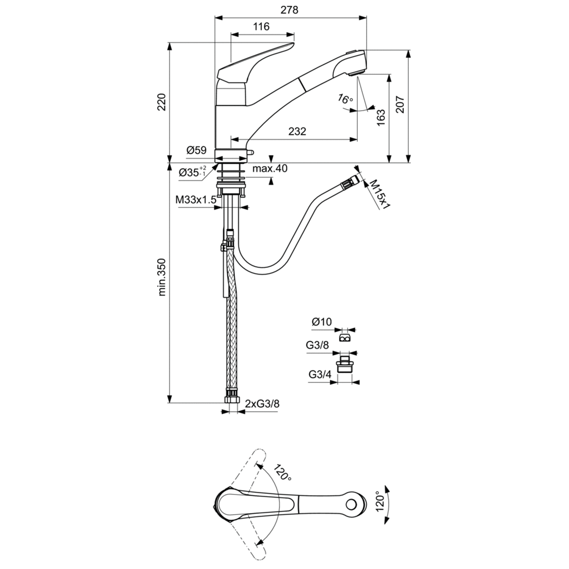 Ideal Standard Cerasprint New Смеситель для кухни, цвет: chrome B5348AA