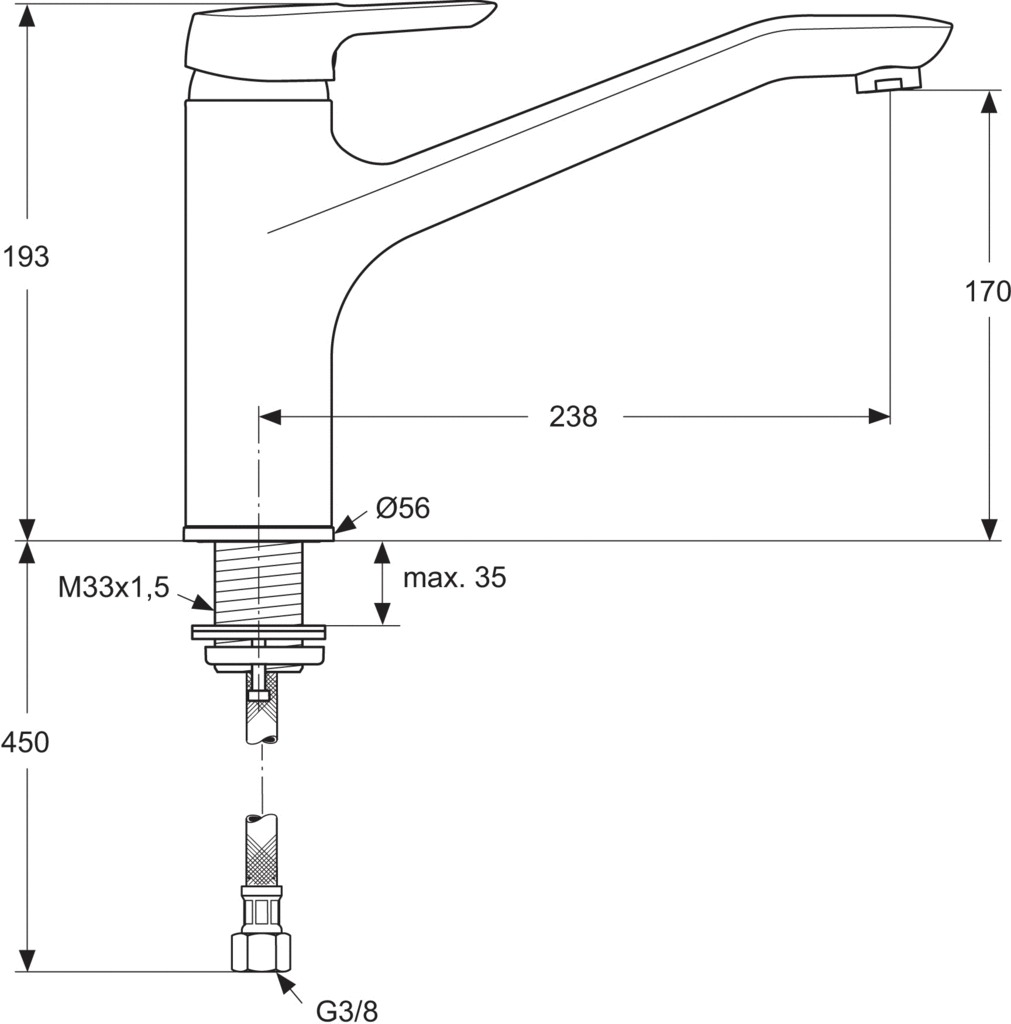 Ideal Standard Ceramix Blue Смеситель для кухни, цвет: chrome B9495AA