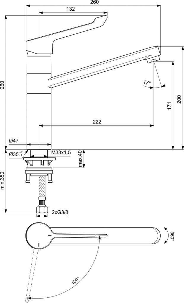 Ideal Standard Ceraflex Смеситель для раковины, без д/к, высота излива 17,1 см, цвет: chrome BC137AA
